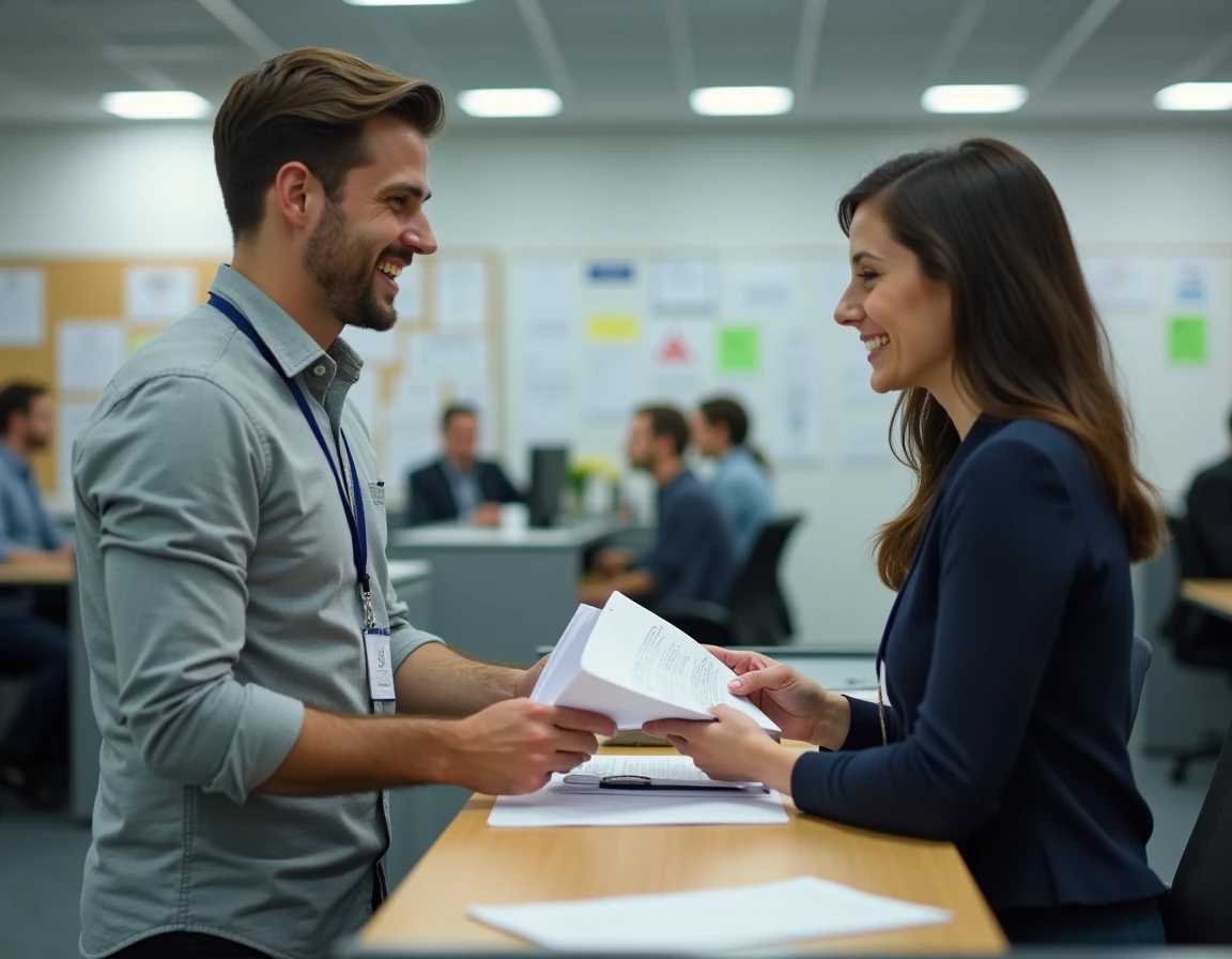 Un homme dépose ses documents à l'agence Pôle emploi pour une demande de cumul d'allocations chômage et prime d'activité